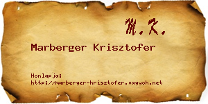 Marberger Krisztofer névjegykártya